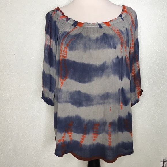 Vanilla Star Tops - Vanilla Star Tie Dye Boho Top Size XL 3/4 Sleeve